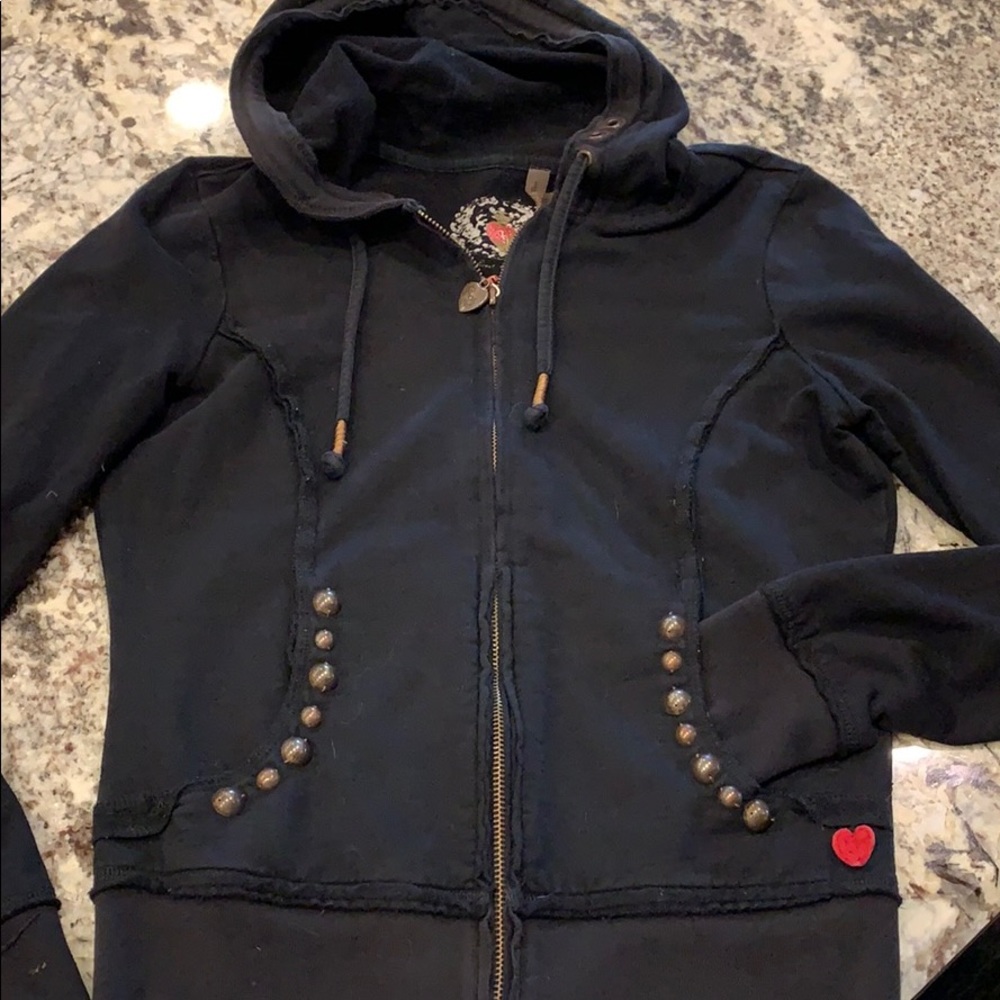 Black Twisted Heart cotton Hoodie